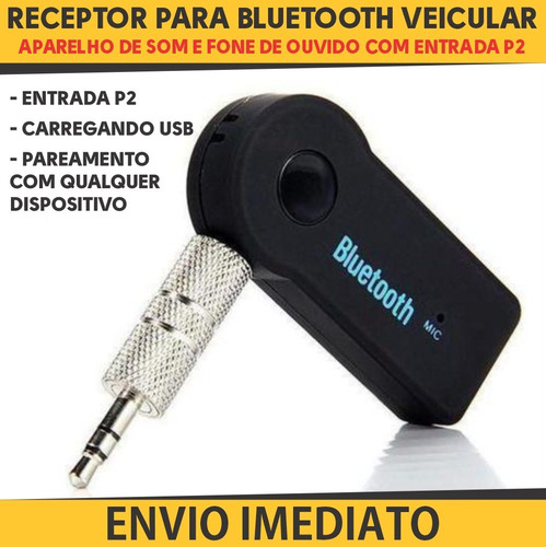 Car Bluetooth Adaptador Veicular P2 Receptor Conversor Carro