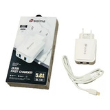 Cargador Tipo-c Carga Rápida Doble Usb Con Cable Blanco