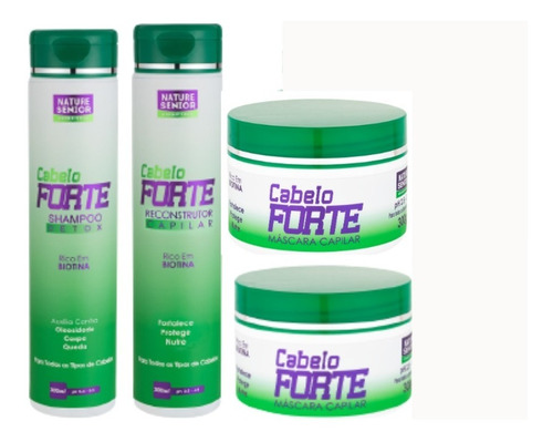 Kit Shampoo Detox E Reconstrutor + 2 Mascaras Cabelo Forte