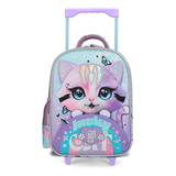 Mochila Con Carro 12 Pulgadas Cat Gatito Gato Chimola Bt66