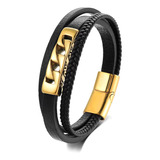 Biyongde Pulsera De Cadena Para Hombre. Brazalete De Cuero T