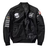 Chaquetas Bomber Con Cremallera Y Emblema Bordado De La Nasa