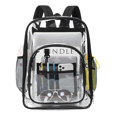 Mochila Transparente De Mujer Hombre Escolar Estilo Coreano Color Negro | MercadoLibre