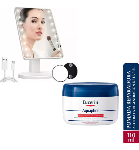 Eucerin Aquaphor Pomada 110ml Tubo+ Espejo Led + Regalo 