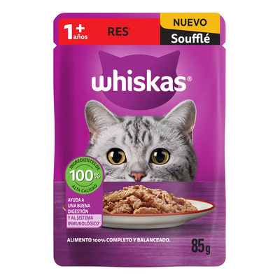 Alimento Húmedo para Gato Adulto Whiskas Soufflé de Res, Pack de 24 Sobres | Envío gratis