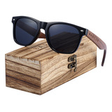 Gafas De Sol Barcur Con Varillas De Madera De Nogal Lente Negro Armazón Negro Diseño Retro