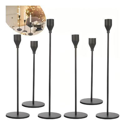 Set De 6 Candelabros Metalico Mesa Boda Fiestas Casa