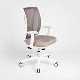 Silla De Oficina Alma White Con Brazos Regulables Color Beige Material Del Tapizado Marathon