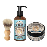 Kit Barberia Crema Afeitar+ After Shave Sir Fausto + Brocha