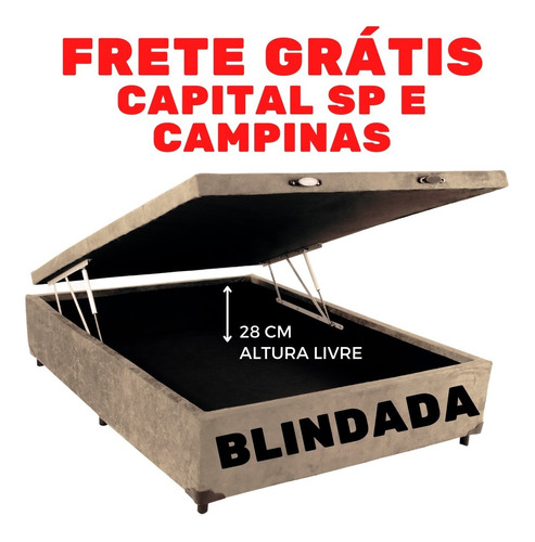 Cama Box Bau 120x203 - Medida Especial - Blindada