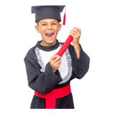 Beca De Formatura Para Infantil Completa Preto Com Vermelho