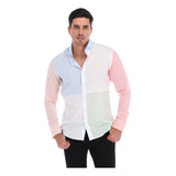 Camisa Casual Hombre Portoblanco Algodón Azul Cielo 