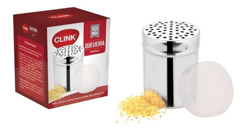 Porta Queijo Ralado Orégano Aço Inox Com Tampa Queijeira Top