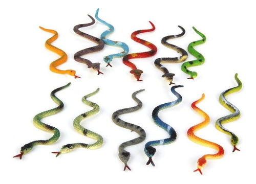 Brinquedo Modelo Animal Snake De Plástico 12 Peças Multicolo