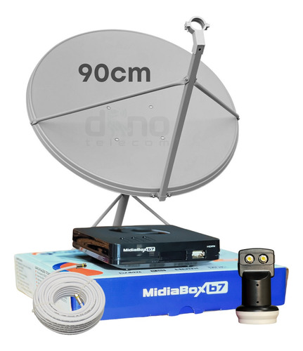 Kit Receptor Digital Midiabox - Antena 90cm Lnbf Ku Cabo