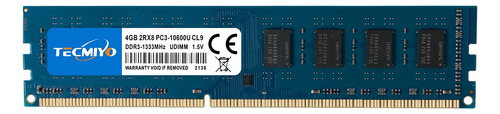 Tecmiyo Memoria Ram 4gb Ddr3 1333mhz Udimm Pc3-10600u