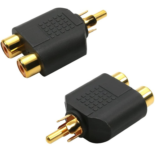 Conector Rca Macho A 2 Rca Hembra, Negro/estereo/8 Pack