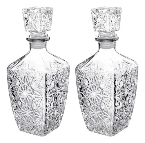 Set 2 Licoreras Cristal Diamante Decantador Vino 500ml