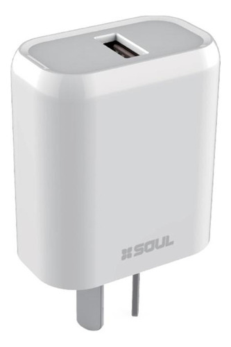 Cargador Puerto Usb 2.4a Soul Con Cable Micro Usb Celular Color Blanco
