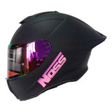 Casco Cerrado Noss Ns-801 Negro Mate Rosa