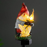 Estatua Gnome Solar Luz Exterior Jardín Decorativo