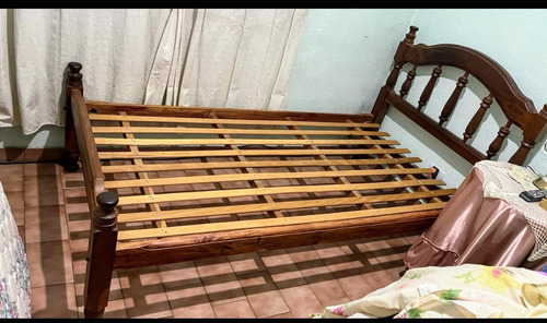 Cama De Algarrobo 1.1/2 Plaza Impecable Con Colchón Cannon D