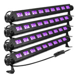 Kit 4 Ribalta Luz Negra Uv Neon Ultravioleta 50cm 9 Leds 3w