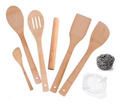 Set 4 Utensilios De Cocina Espatula Cucharas D Madera Cocina