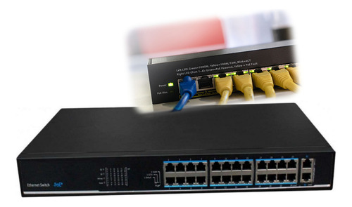 Switch Cygnus Cctv Ethernet 24 Poe +2 Uplink -giabit- 225w