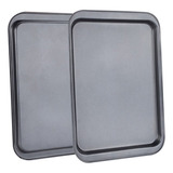 2 Bandejas Rectangulares Antiadherentes De Acero Para Horno