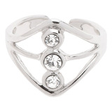 Anillo Plateado Ajustable Circulos Y Piedras De Cristal