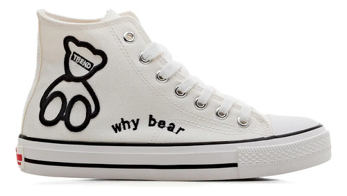 Zapatos De Lona De Alta Superior Para Hombres Y Mujeres Patrón De Oso De Bordado | Meses sin interés
