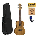 Luna Guitars Bamboo Concert Ukulele Soft Case Bundle, Uk Eeb