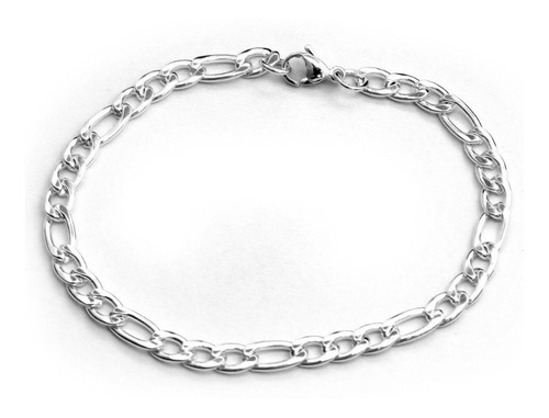 Pulsera Oro Blanco 18 Kilates Figaro 21cm X 5mm Hombre Dama