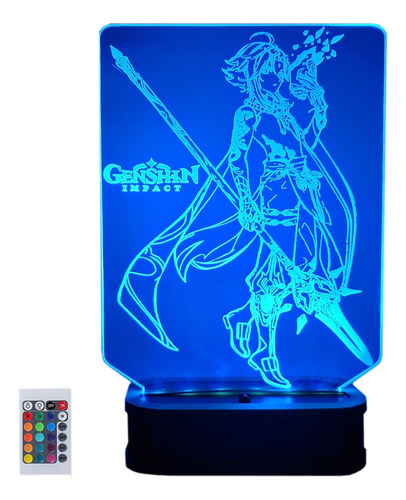 Velador Genshin Impact Xiao Lampara Acrilico 3d Led + Poster