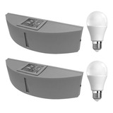 Pack X 2 Aplique Pared Lente Curvo Óptico Bidireccional Gris Foco Foco Led Luz Cálida Color Amarilla 9 Watts A60