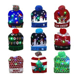 Lote 10 Gorro De Navidad Con Luz Led Regalo Navideño Mayoreo