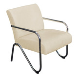 Poltrona Cromada Cadeira Decorativa Sara Luxo Para Sala De Estar Escritório Recepção Quarto Consultório - Am Decor