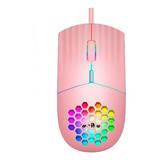 Mouse Glowing Rosado Con Luces Cable 1.5mt Diseño Ergonomico