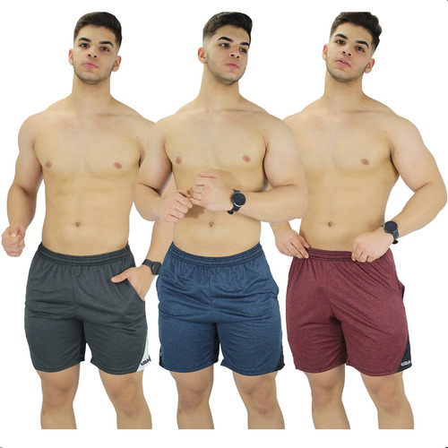 Kit 3 Bermuda Masculino Dry Fit Shorts Calção Bolso Academia