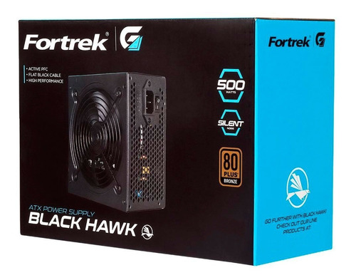 Fonte Real Fortrek Black Hawk 500w Preta 100v/240v