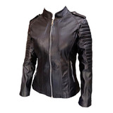 Chamara Rockera De Piel De Borrego Para Dama Estilo Biker