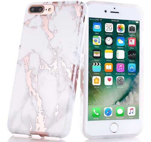 Shiny Rose Gold Marble Design Clear Bumper Matte Tpu So...