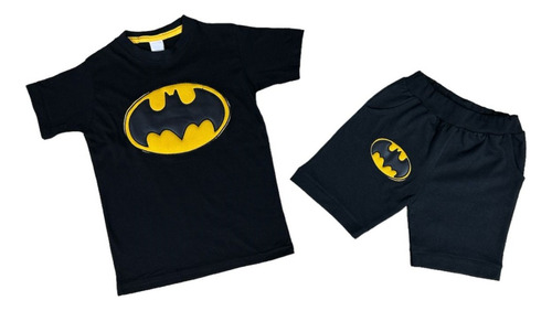 Conjunto Remera Short Batman Niño Nene Logo Bordado Premium