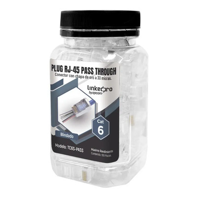 Plug RJ45 LinkedPro TC6S-PASS Cat6 Blindado Pass Through x100 | Envío gratis