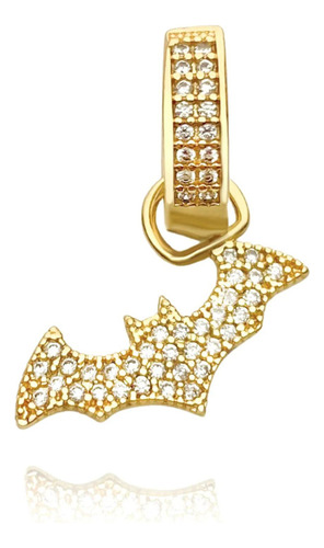 Brinco De Ouro 18k Batman Cravejado Banhado A Ouro