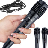 Kit Com 2x Microfone Com Fio Profissional Dinâmico Karaoke