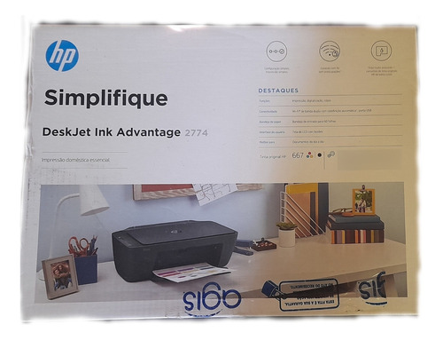 Impressora Multifuncional Hp Deskjet Inkjet 2774 Cor Preta.