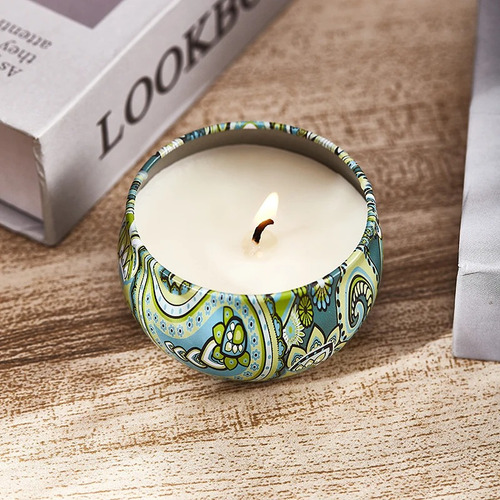 Vela Aromatica Lata Mandala Decorada Desenhos Aromas