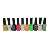 Combo Esmalte Cherimoya 8 Ml. Topcoat + Basecoat + 8 Colores